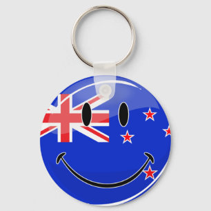 Smiling New Zealand Flag Keychain