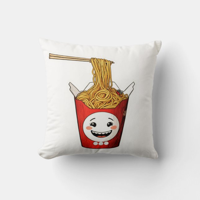 Smiling noodles throw pillow (Front)