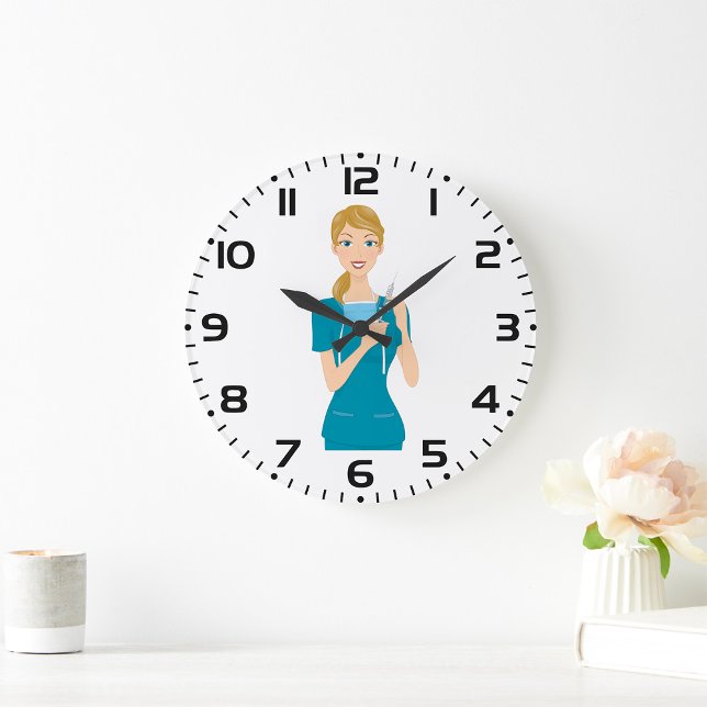 Smiling Nurse with Syringe  Large Clock (Creator Uploaded)