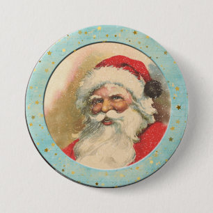 Smiling Old Fashioned Santa Claus  3 Inch Round Button