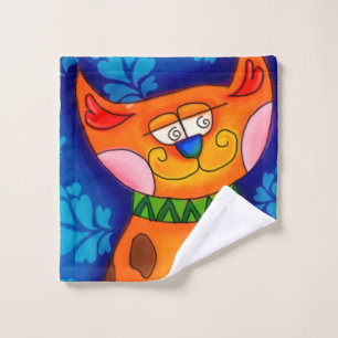 Smiling Orange Tabby Cat Bath Towel Set