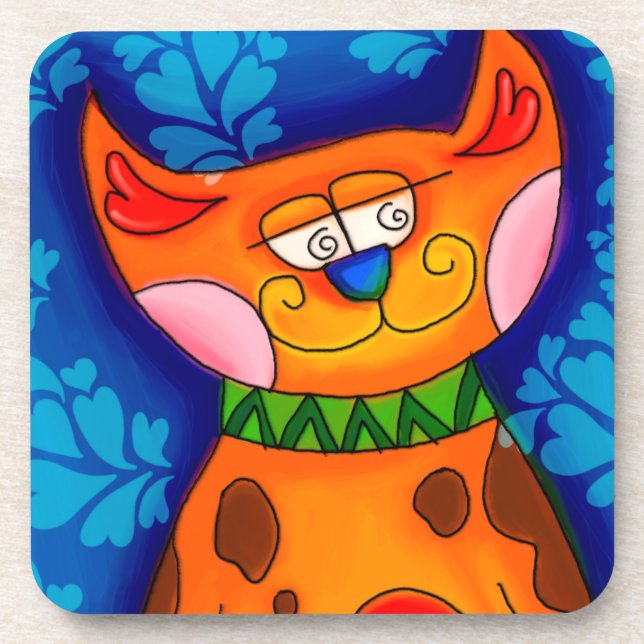 Smiling Orange Tabby Cat Coaster (Front)