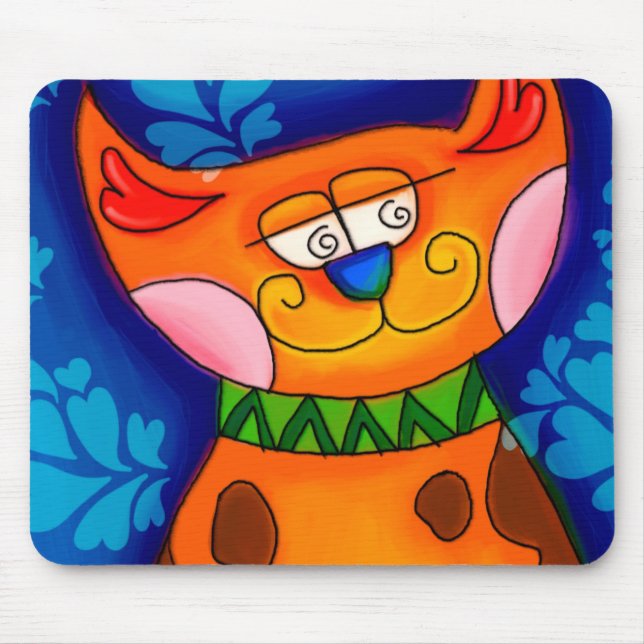 Smiling Orange Tabby Cat Mouse Pad (Front)