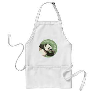 Smiling Panda & Cherry Blossom Design Custom Text Standard Apron