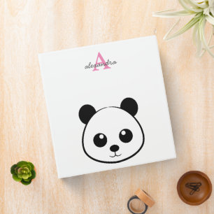 Smiling panda face Monogram Binder