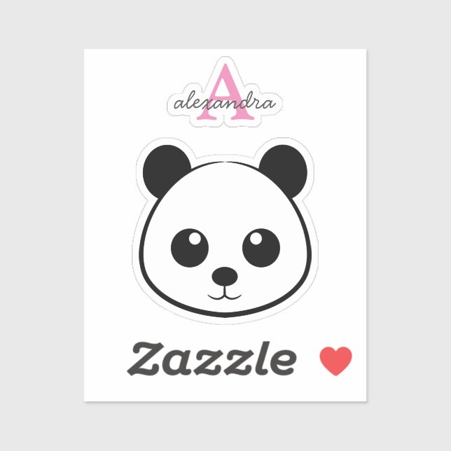 Smiling Panda Face Monogram – Cute Kawaii Personal (Sheet)