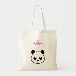 Smiling panda face Monogram Tote Bag