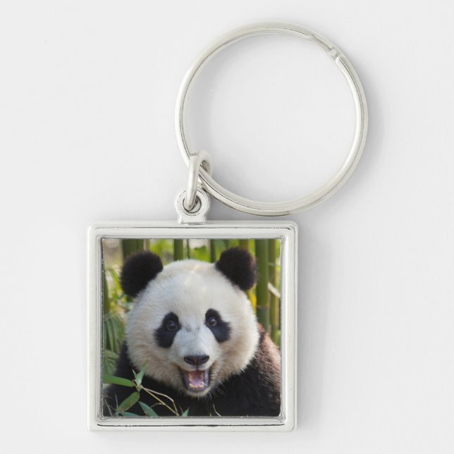 Smiling Panda Portrait Keychain (Front)