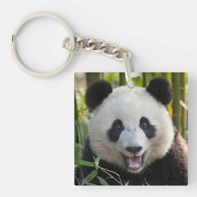 Smiling Panda Portrait Keychain (Front)