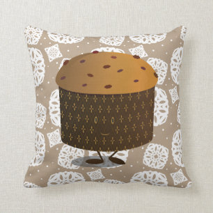 Smiling Panettone Food Christmas  Throw Pillow