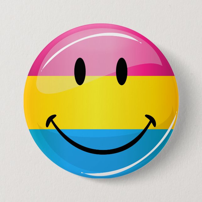 Smiling Pansexual Pride Flag 3 Inch Round Button (Front)