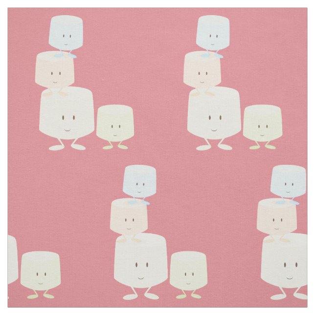 Smiling partially stacked marsmallows fabric (Swatch)