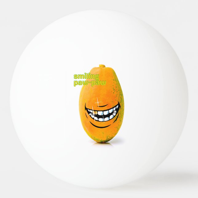 Smiling Pawpaw met 'n Goue Tand Ping Pong Ball (Front)