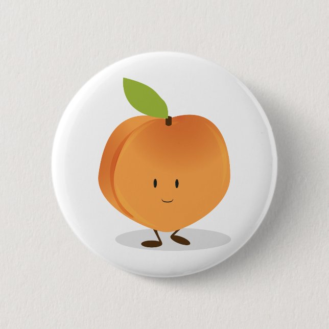 Smiling Peach 2 Inch Round Button (Front)