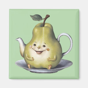 Smiling Pear Teapot Magnet