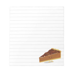 Smiling Pecan Pie Cartoon White Grey Lines Notepad