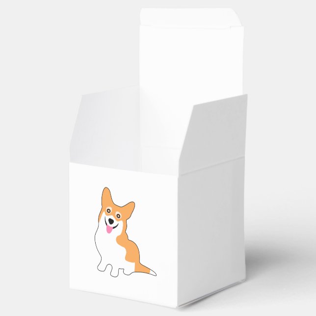 Smiling Pembroke Welsh Corgi Cartoon Favor Box (Opened)
