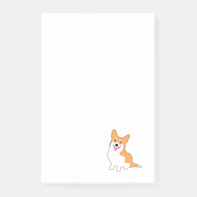 Smiling Pembroke Welsh Corgi Cartoon Post-it Notes (Front)