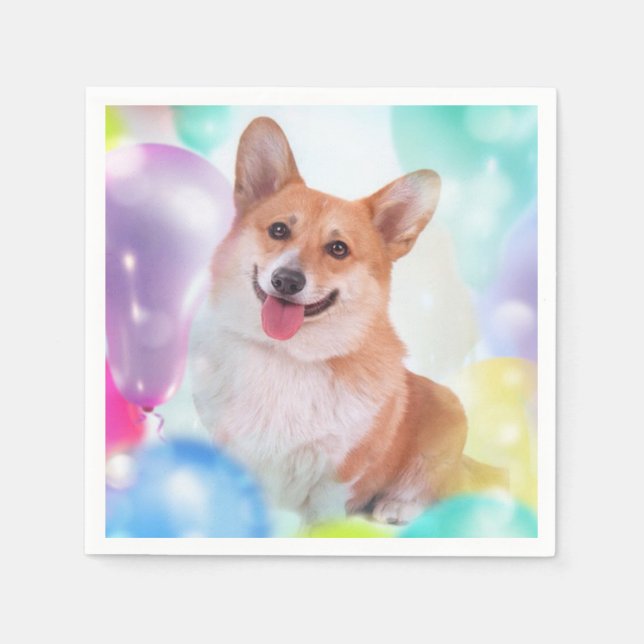Smiling Pembroke Welsh Corgi Napkins (Front)