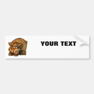 Smiling Pig  Your Text "Folio Extra Bold" on White Bumper Sticker