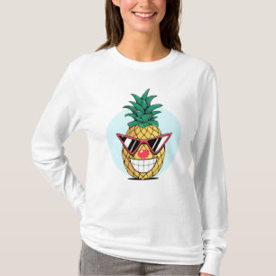 Smiling pineapple wearing sunglasses & clown nose T-Shirt