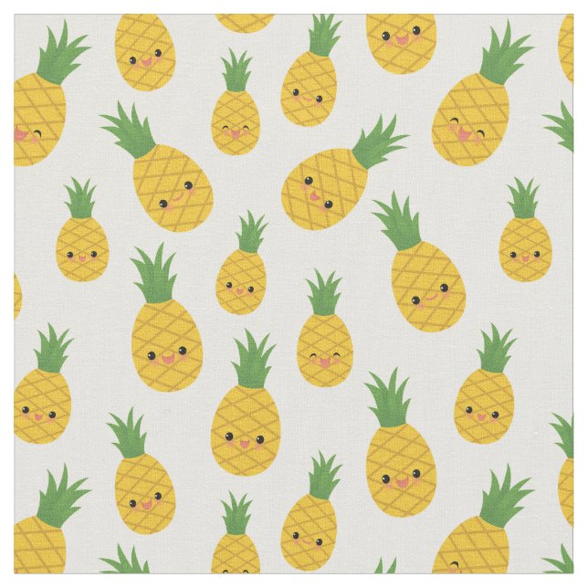 Smiling Pineapples Fabric (Close Up)