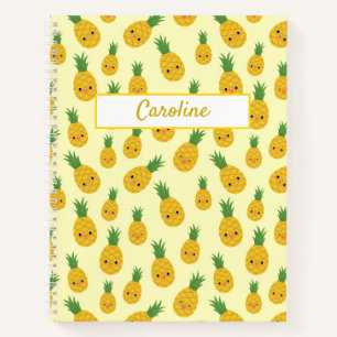 Smiling Pineapples Pattern Spiral Notebook