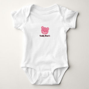 Smiling Pink Bear Baby Bodysuit