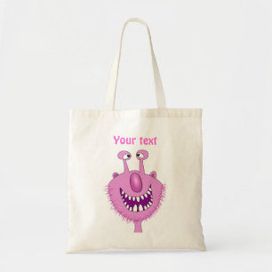 Smiling Pink Cute Monster With Beard Tote Bag