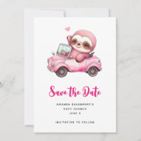 Smiling Pink Sloth Driving a Convertible