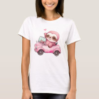 Smiling Pink Sloth Driving a Convertible