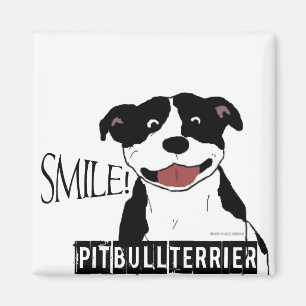 Smiling Pit Bull (black and white) Magnet