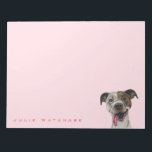 Smiling Pit Bull Dog Drawing Notepad<br><div class="desc">This was drawn with pencil then coloured digitally with conte and pastel. It is a drawing of a tan brown and white colour pit bull dog with a huge beaming smile. Her tongue is sticking out of her mouth.</div>