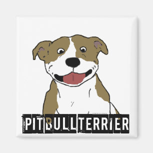 Smiling Pit Bull (Tan and White just breed name) Magnet