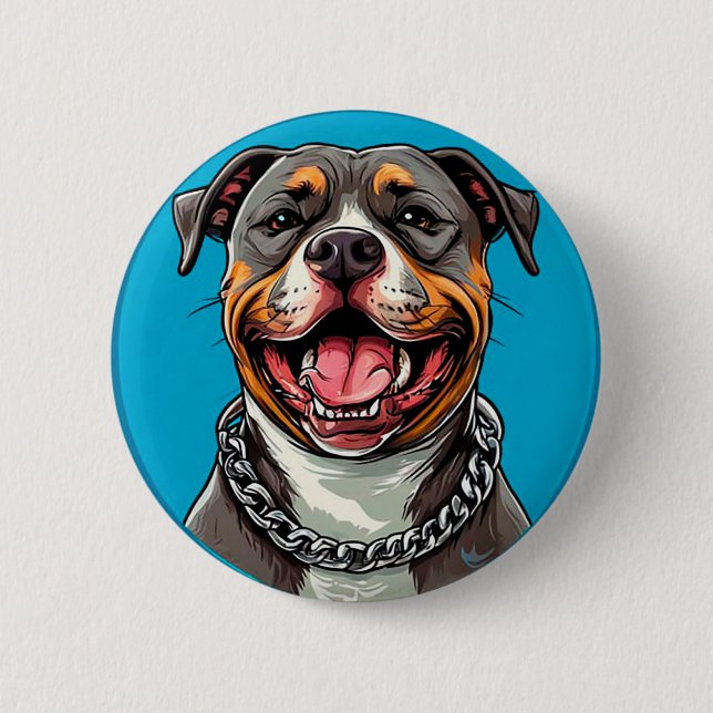 🐶 Smiling Pitbull Dog Lover Badge Gift 2 Inch Round Button (Front)