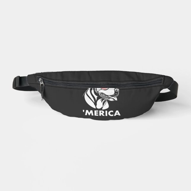 Smiling Pitbull Sun Glasses 4th Of July Merica Fanny Pack (Front)