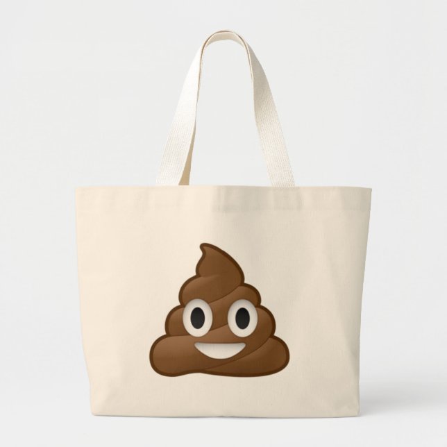 Smiling Poop Emoji Large Tote Bag (Front)