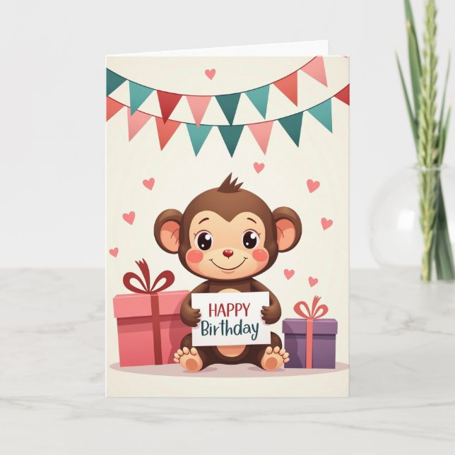Smiling Primate Birthday Card (Front)