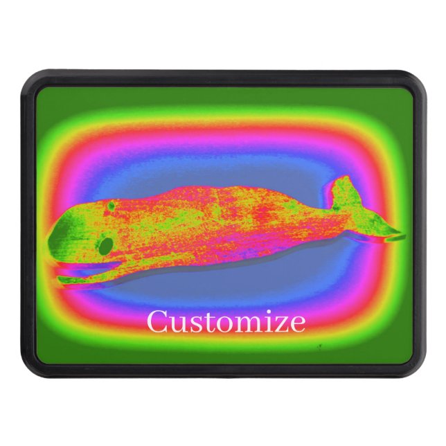 Smiling psychedelic whale Thunder_Cove Trailer Hitch Cover (Front)