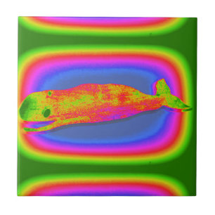 smiling psychedelic whale tile