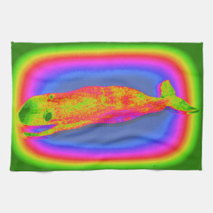 smiling psychedelic whale towel