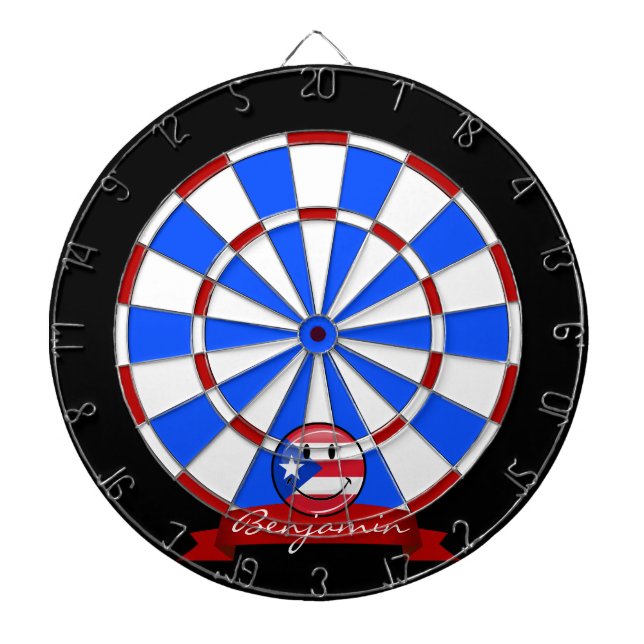 Smiling Puerto Rican Flag Dartboard (Front)
