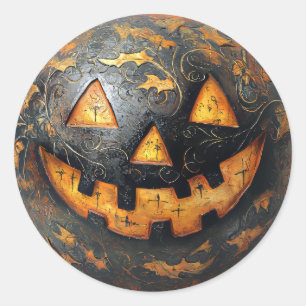 Smiling Pumpkin Classic Round Sticker