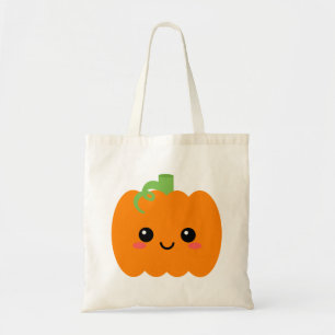Smiling Pumpkin Face Graphic Tote Bag, Fall Season Bag