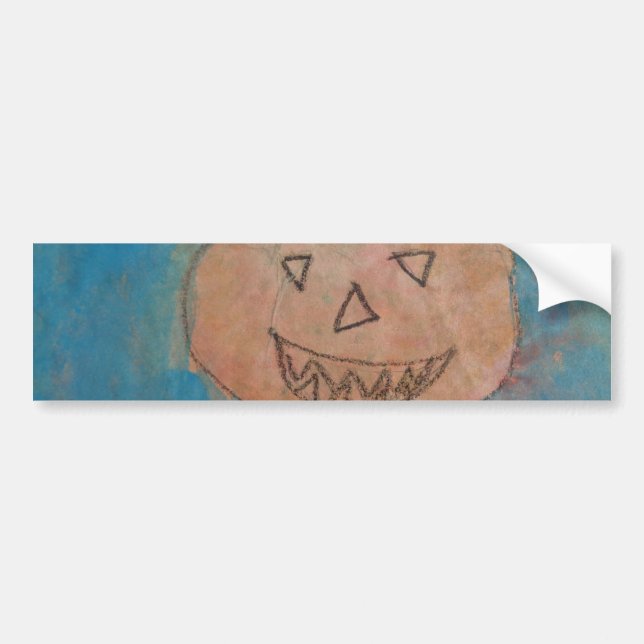 Smiling Pumpkin, Halloween Kids Art Watercolor Bumper Sticker (Front)