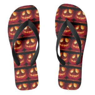 Smiling Pumpkin Halloween Season Flip Flops
