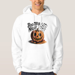 Smiling Pumpkin with Fall Leaves Design Hoodie