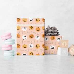 Smiling Pumpkins Pattern Wrapping Paper Roll