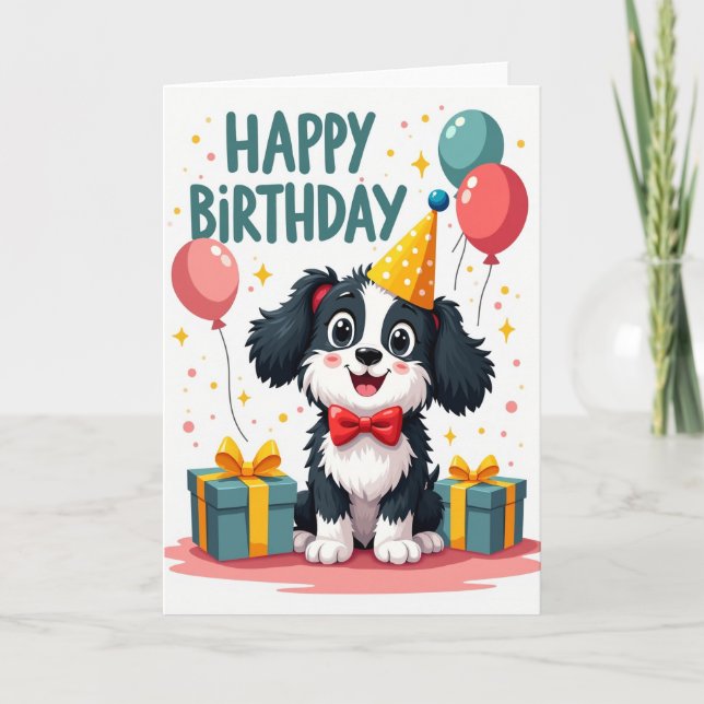 Smiling Puppy Birthday Image Card (Front)
