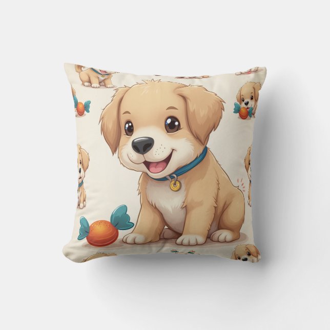 smiling puppy pillow cushion (Front)